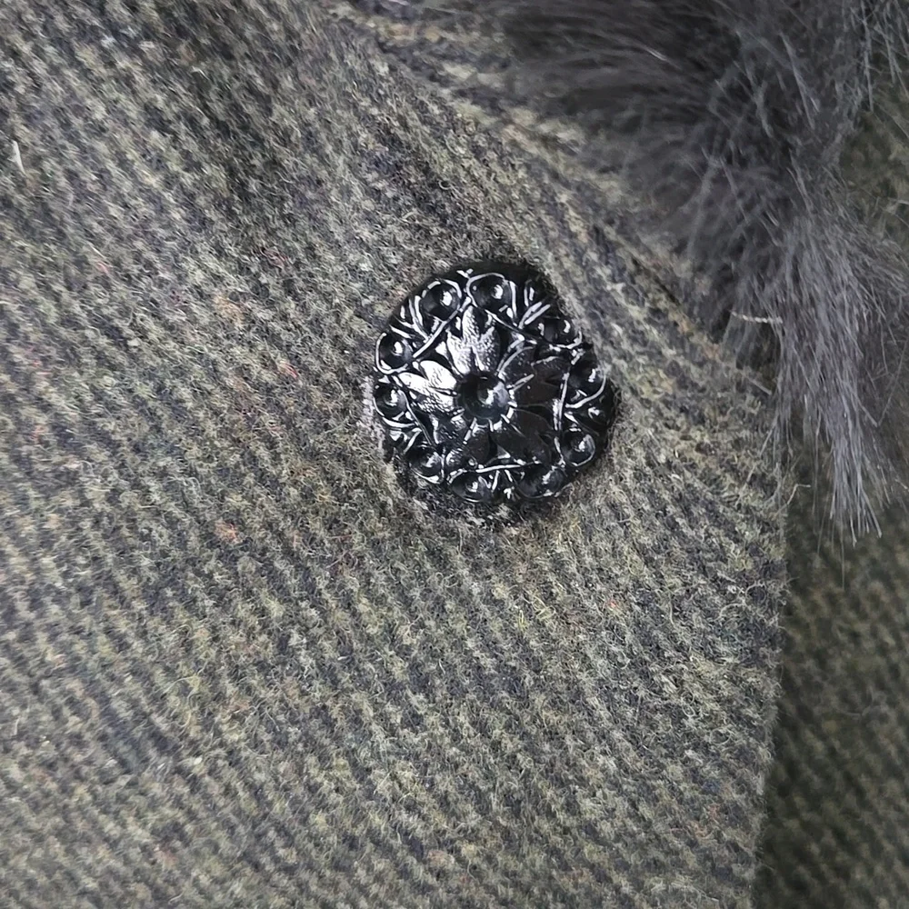 Collectif Molly Vintage Jacket W/ Fur Collar, In Olive Green, NWT - Picture 7 of 16
